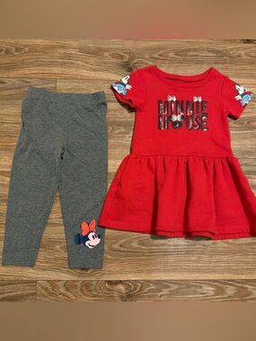 Disney Minnie Mouse Drop Waist Shirt & Gray Leggings Set